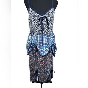 Tunnel Vision Beatrice Patchwork Convertible‎ Drawstring Dress Size L Goth Punk